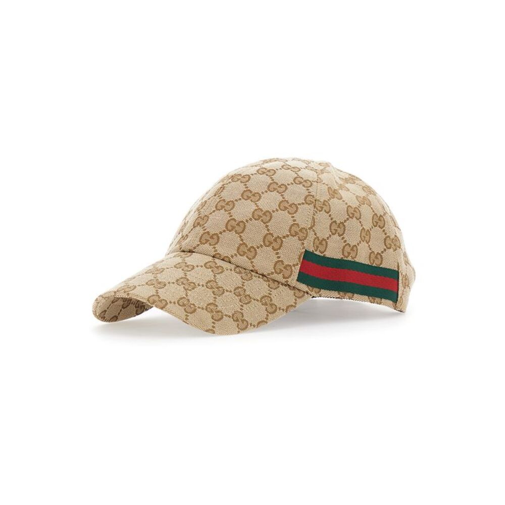 Gucci Men Beige Baseball Cap With Web Detail On The Side In Cotton For Men